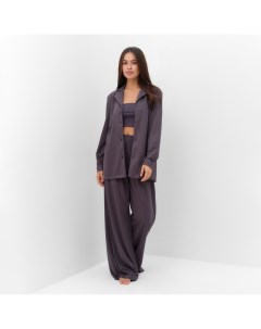 Костюм женский (рубашка, брюки, топ) Base, размер 50, графит Kaftan