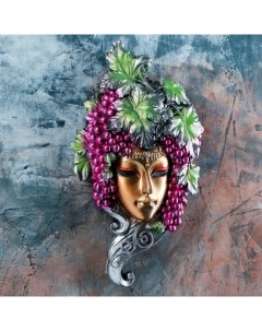 Венецианская маска «Виноград», панно, настенный декор, золото, 30 см Хорошие сувениры