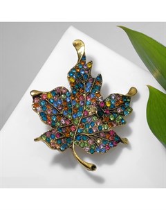 Брошь «Лист кленовый» драгоценный, цветная в чернёном золоте Qf