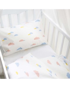 Постельное бельё Облачка 140х110 см, 110х140см, 40х60 см, бязь 120г/м, 100% хлопок Ночь нежна