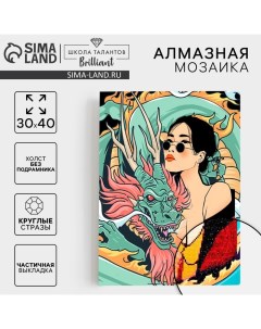 Алмазная мозаика с частичным заполнением «Девушка с драконом» без рамы 30х40 см Школа талантов