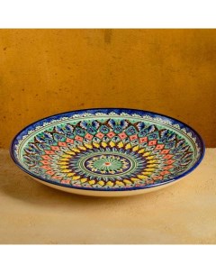 Ляган Риштанская Керамика "Узоры", 32 см, синий Шафран
