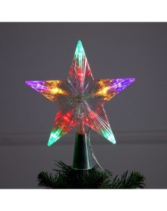 Светодиодная верхушка на ёлку «Звезда белая», 16 см, 10 LED, от батареек ААх2, фиксинг, свечение мульти Luazon lighting