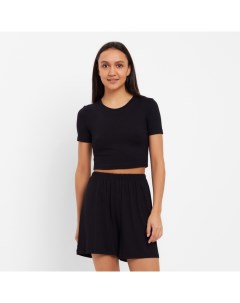 Пижама женская (футболка, шорты) : Home collection, размер 48, чёрная Minaku