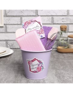 Кухонный набор «» Sweet home: полотенце, кухонная лопатка, кисть, венчик, губка Доляна