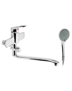 Смеситель для ванны ZEIN Z4116, однорычажный, лейка 5 режимов, шланг, держатель, хром Zein