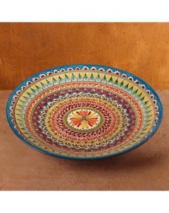 Ляган Риштанская Керамика "Узоры", 42 см, разноцветный Шафран