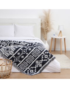 Плед с бахромой «. Этника», 130×180 см, серый Этель