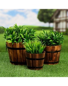 Набор кашпо для цветов, 18×16×12 см, деревянный, 3 шт. Take it easy