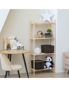 Стеллаж деревянный, 4 полки, 160×73×30 см, сосна, напольный, «» Добропаровъ