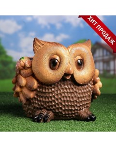 Декоративное кашпо для цветов «Сова», 2.8 л, 30×31×26 см, гипс, коричневое Хорошие сувениры