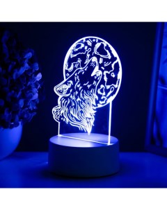 Светильник 3D «Волк», LED-ночник, белый 12×9.5×16 см Risalux