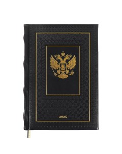 Ежедневник датированный 2025, A5, 168 листов, .Symbol, твёрдая обложка из искусственной кожи, тиснение фольгой, ляссе, кремовый блок 70 г/м2, чёрный Devente