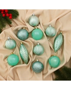 Ёлочные игрушки «Мелодия», шары новогодние, набор 11 шт., зелёный Зимнее волшебство
