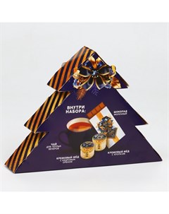 Подарочный набор новогодний «Счастья и удачи в Новом году»: чай, мёд кремовый, шоколад Фабрика счастья