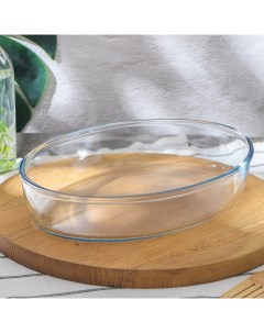 Форма для запекания и выпечки овальная Borcam, 2 л, жаропрочное стекло, прозрачная Pasabahce