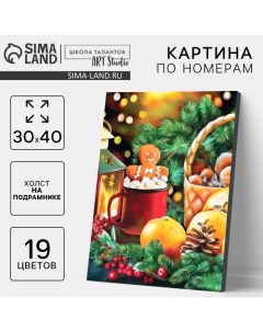 Картина по номерам на новый год на холсте с подрамником «Праздник к нам приходит», 30×40 см Школа талантов