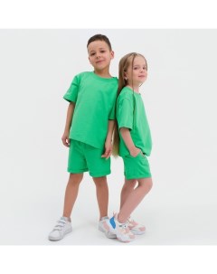 Комплект детский (футболка, шорты) Basic line, размер 32 (110-116 см), зелёный Kaftan