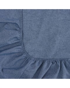 Простыня на резинке 1.5-спальная SL Home «Деним», 160×200+30 см, синяя хлопок Sima-land home