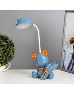 Настольная лампа с точилкой «Мишка» LED 2 Вт 3000К USB АКБ синий 15×14×30 см Risalux