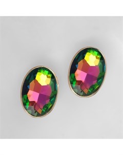 Клипсы для ушей «Вечеринка», овалы, цвет бензиновый в золоте Qf