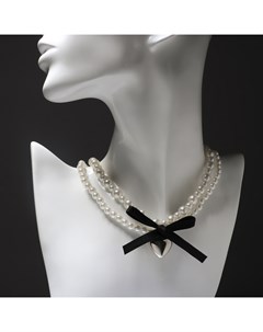 Колье с жемчугом «Сердце», цвет серебро, 30 см Qf