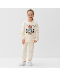 Костюм детский (джемпер, брюки) Мишка, размер 32 (110-116 см), бежевый Kaftan