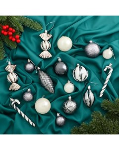 Ёлочные игрушки «Зимняя радость», шары новогодние, набор 40 шт., серебристо-белый Зимнее волшебство
