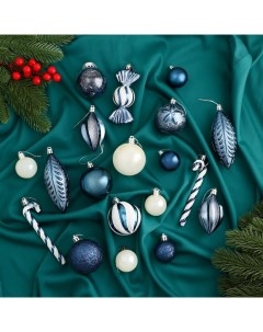 Ёлочные игрушки «Зимняя радость», новогодние, набор 40 шт., бело-синий Зимнее волшебство