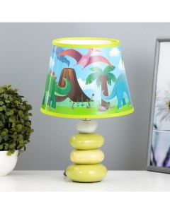 Настольная лампа с абажуром «Динозавры», Е14, 15 Вт, зелёный, 20×20×30 см Risalux