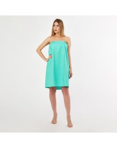 Полотенце вафельное для бани «» (парео женское), 80×144 см, цвет бирюзовый Экономь и я