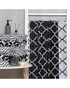 Полотенце махровое Ornament, 70×130 см, 100% хлопок, 420 г/м², чёрно-белое Этель
