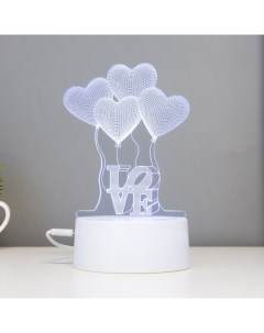 Светильник сенсорный «Четыре сердца» LED 7 цветов USB/от бат. белый Risalux