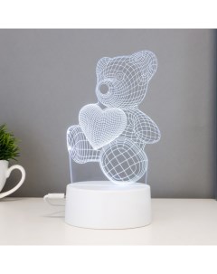 Светильник сенсорный «Мишутка» LED 7 цветов USB/от батареек белый Risalux