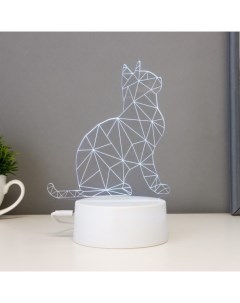 Светильник сенсорный «Кот сидя» LED 7 цветов USB/от батареек белый Risalux