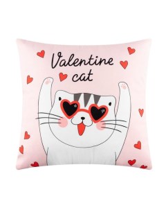 Подушка декоративная «» Valentine cat, 40×40 см, велюр Этель