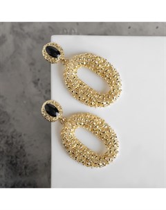 Серьги ассорти «Море» овал, цвет чёрный в золоте Qf