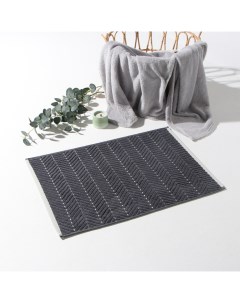 Коврик махровый «» Lines, 50×70 см, хлопок 100%, тёмно-серый Этель