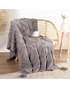 Плед с кисточками SL Home, 150×200 см, серый, 450 г/м² Sima-land home