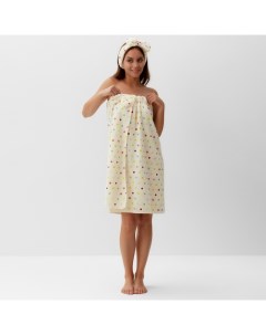 Набор для бани и ванной «. Конфетти», полотенце- парео, 75×120 см, повязка на голову Этель