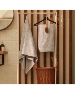 Полотенце махровое жаккардовое Leaves 50×90 см, цвет светло-серый, 100% хл, 500 г/м² Lovelife