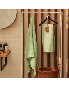 Полотенце махровое жаккардовое Flowers 70×130 см, цвет мятный, 100% хл, 500 г/м² Lovelife