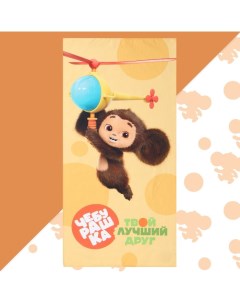 Полотенце, жёлтое, 70×140 см, 100% хл, вафля 160 г/м² Чебурашка