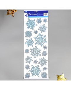Декоративная наклейка интерьерная «Снежинки с блёстками» 21×53 см Room decor