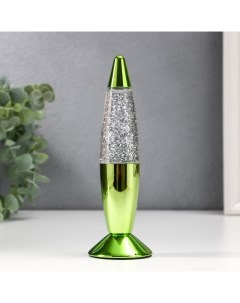 Светильник «Зеленая ракета» LED, лава, блёстки, от батареек 3хLR44 19 см Risalux