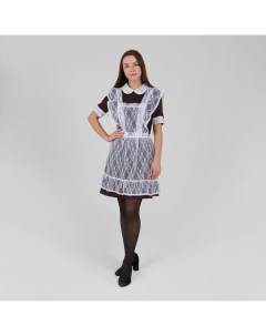 Школьный фартук на выпускной, гипюр, мелкие цветы, р. 42-50, белый + набор шаров 5 шт. Страна карнавалия