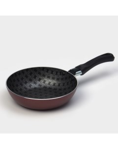 Сковорода «Хозяюшка», d=16 см, пластиковая ручка, антипригарное покрытие, алюминий, бордовая Белая калитва