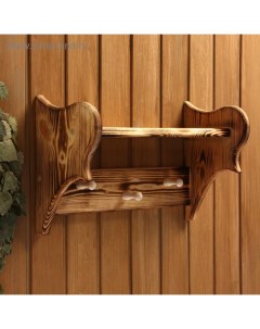 Полка вешалка обожжённая, 3 крючка, 43×25×17 см Добропаровъ