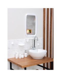 Набор для ванной комнаты Optima: зеркало, полочка, мыльница, крючок, белый Berossi