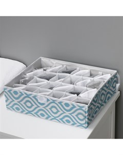 Органайзер для хранения белья «Лагуна», 24 ячейки, с прозрачной крышкой, 38×30×10 см, бирюзовый Доляна